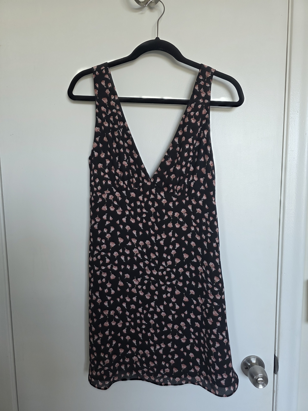bp Black Mini Dress with Pink Floral Print
